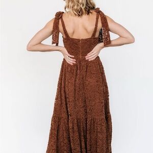 Baltic Born Elegant Brown Lace Midi Dress